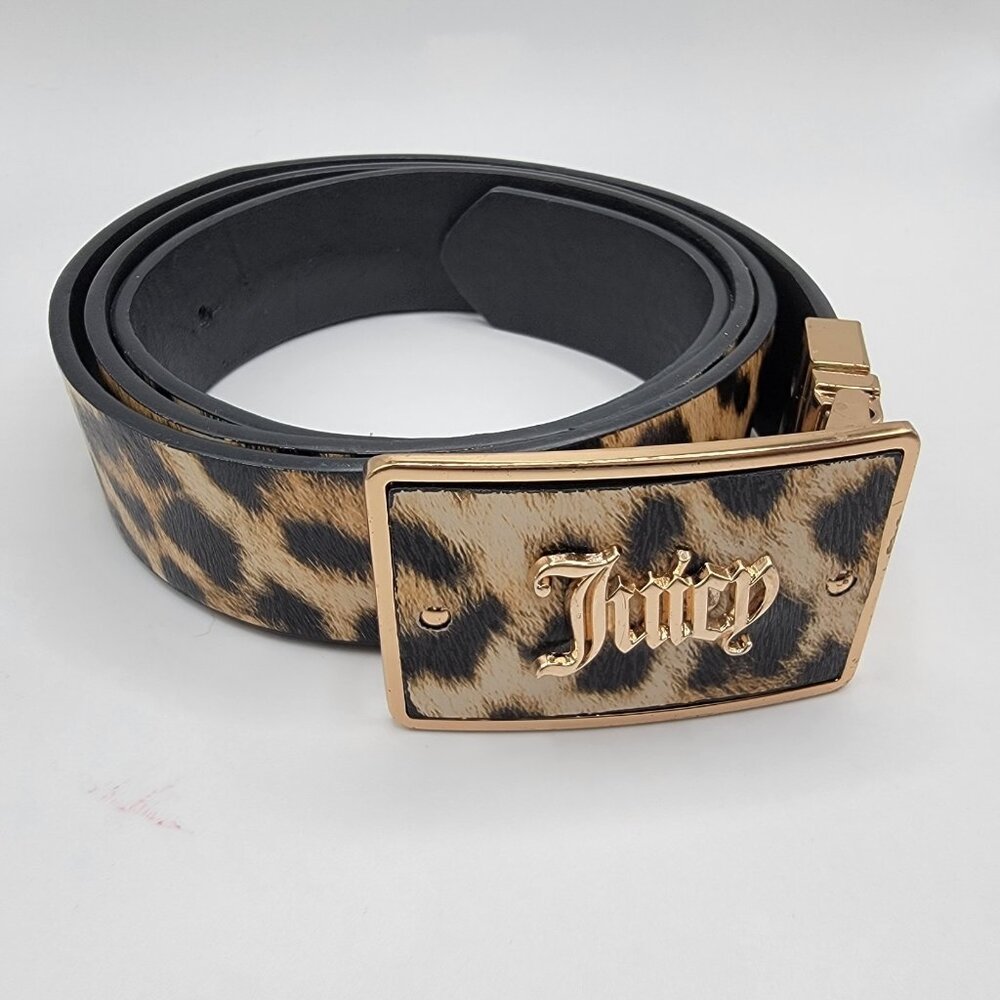 Juicy Couture Belt Faux Leather Animal Print Womens Belt Spellout Logo